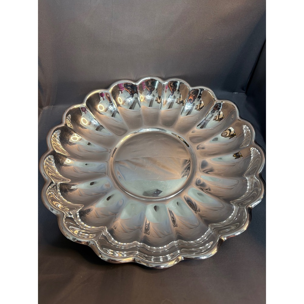 Reed & Barton Silver Plated Scalloped Fluted Serving Bowl 108 EPNS 12.5 Inch